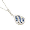 18ct White Gold Sapphire & Diamond Striped Teardrop Pendant