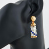 Second Hand 18ct Gold Pearl & Lapis Drop Earrings by Le Gi