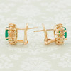 Second Hand 14ct Gold Emerald & Diamond Cluster Latch Back Earrings