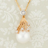 18ct Gold Cultured Pearl and Diamond Spray Pendant