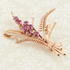 Second Hand 9ct Gold Garnet and Pearl Floral Spray Brooch