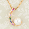 Second Hand 14ct Gold Pearl and Multi-Coloured Sapphire Pendant