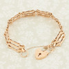 Second Hand 9ct Gold 3 Bar Gate Bracelet with Heart Padlock