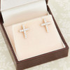 Second Hand 9ct Gold Diamond Cross Earrings - In Box