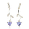 Second Hand 18ct White Gold Tanzanite and Diamond Flower Drop Earrings