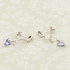 Second Hand 18ct White Gold Tanzanite and Diamond Flower Drop Earrings