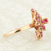 Second Hand 9ct Gold Wide Floral Ruby Cluster Ring