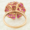 Second Hand 9ct Gold Wide Floral Ruby Cluster Ring