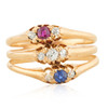 Antique Victorian 18ct Gold Triple Band Sapphire, Ruby & Diamond Ring