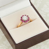 Second Hand 18ct Gold Ruby & Illusion Set Diamond Cluster Ring