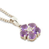 Second Hand 9ct Gold Amethyst & Diamond Flower Pendant