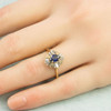 Second Hand Sapphire & Diamond 14ct Gold Vintage Style Cluster Ring