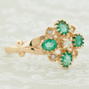 Victorian Style 9ct Gold Emerald & Diamond Floral Cluster Ring