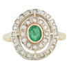 Edwardian Style 9ct Gold Emerald & Diamond Halo Cluster Ring