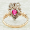 Victorian Style 9ct Gold Ruby & Diamond Heart & Bow Ring - Rear View