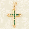 Second Hand 9ct Gold Emerald and Diamond Cross Pendant