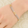 9ct 2 Colour Gold Greek Meander Panther Link Bracelet