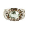 Second Hand 14ct Gold Green Amethyst and Diamond Ring