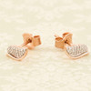 9ct Rose Gold Diamond Leaf Stud Earrings