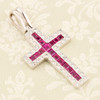 Second Hand Platinum Ruby & Diamond Cross Pendant