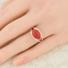 Second Hand 18ct Gold Coral & Diamond Cocktail Ring