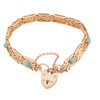 Antique Edwardian 9ct Rose Gold Turquoise Gate Bracelet