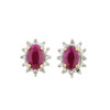 Second Hand 9ct Gold Ruby & Diamond Cluster Earrings