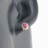 Second Hand 9ct Gold Ruby & Diamond Cluster Earrings