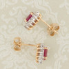 Second Hand 9ct Gold Ruby & Diamond Cluster Earrings