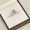 Second Hand 9ct Gold Blue Topaz and Diamond Cluster Ring 