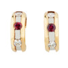 Second Hand 18ct Gold Ruby & Diamond Hoop Earrings 