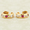 Second Hand 18ct Gold Ruby & Diamond Hoop Earrings 