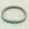 Vintage 18ct White Gold Turquoise & Diamond Line Bracelet