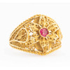 Second Hand 18ct Gold Ruby Filigree Flower Petal Ring
