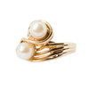 Second Hand 14ct Gold 2 Stone Pearl Cross Over Ring