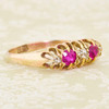 Antique 18ct Gold Ruby & Diamond 5 Stone Half Hoop Ring