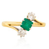 Vintage 18ct Gold Emerald & Diamond 3 Stone Crossover Ring