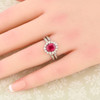 Second Hand 14ct White Gold Ruby & Diamond Cluster Ring