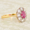 Vintage 18ct Gold Ruby & Diamond Cluster Ring - 1950s - Angled View