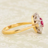 Vintage 18ct Gold Ruby & Diamond Cluster Ring - 1950s