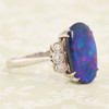 Vintage Platinum Black Opal & Diamond Dress Ring