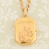 Second Hand 9ct Gold Rectangle Floral Locket & 20” Chain