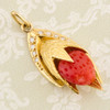 Second Hand 14ct Gold Coral & Diamond Strawberry Pendant