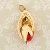 Second Hand 14ct Gold Coral & Diamond Strawberry Pendant