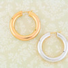 Second Hand 9ct Gold Two Colour Chunky Hoop Earrings
