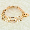 Second Hand 9ct Gold 4 Bar Gate Bracelet with Heart Padlock