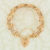Second Hand 9ct Gold 4 Bar Gate Bracelet with Heart Padlock