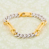 Second Hand 18ct 2 Colour Gold Diamond Encrusted Figaro Bracelet
