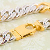 Second Hand 18ct 2 Colour Gold Diamond Encrusted Figaro Bracelet