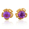 Second Hand 14ct Gold Amethyst Floral Stud Earrings